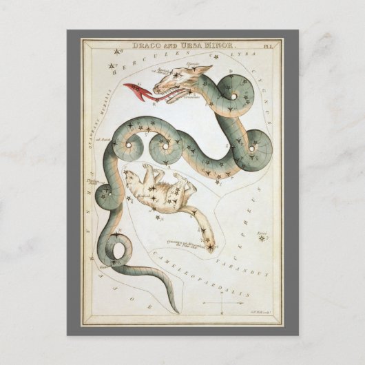 ウラニアの鏡、ヴィンテージ天文学 天体地図 ポストカード (正面)