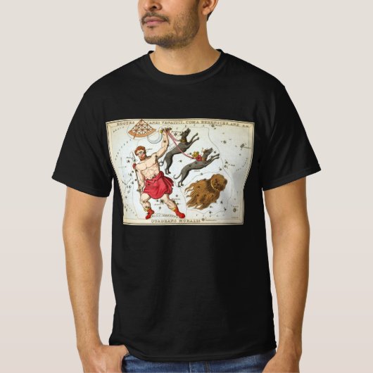 ウラニアの鏡、ヴィンテージ天文学 天体地図 Tシャツ (正面)