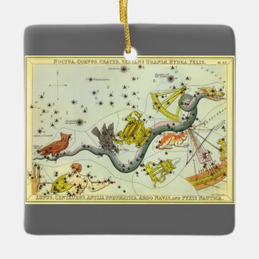 ウラニア鏡ヴィンテージ天文学の天球図 セラミックオーナメント (正面)