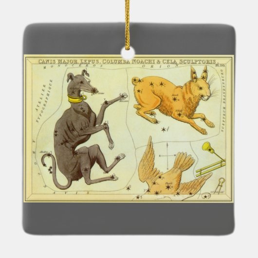 ウラニア鏡ヴィンテージ天文学の天球図 セラミックオーナメント (裏面)