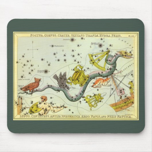 ウラニア鏡ヴィンテージ天文学の天球図 マウスパッド (正面)