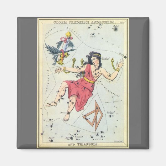 ウラニア鏡ヴィンテージ天文学の天球図 マグネット (正面)