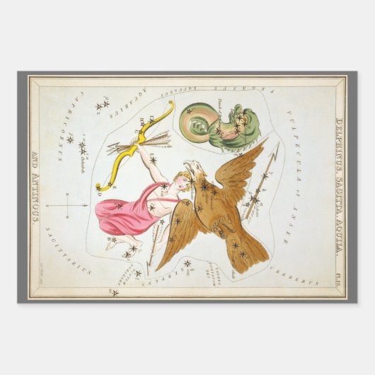 ウラニア鏡ヴィンテージ天文学の天球図 ラッピングペーパーシート (正面3)