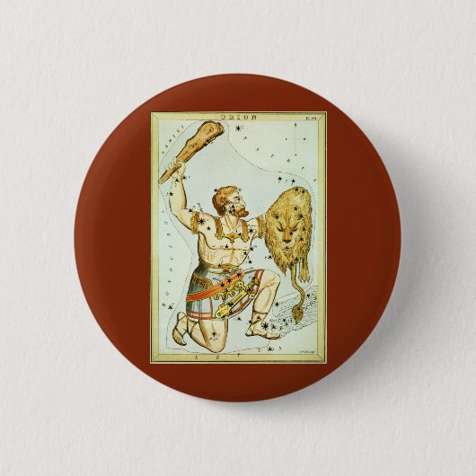ウラニア鏡ヴィンテージ天文学の天球図 缶バッジ (正面)