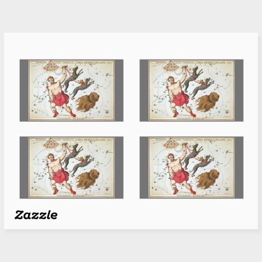 ウラニア鏡ヴィンテージ天文学の天球図 長方形シール (シート)