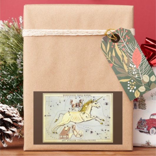 ウラニア鏡ヴィンテージ天文学の天球図 長方形シール (クリスマス)