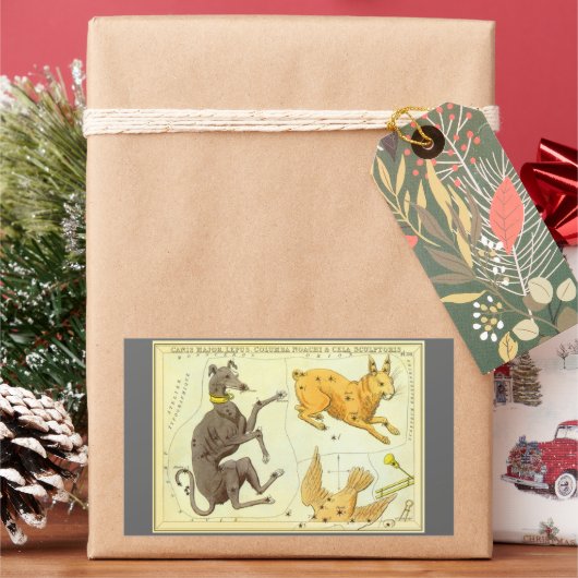 ウラニア鏡ヴィンテージ天文学の天球図 長方形シール (クリスマス)