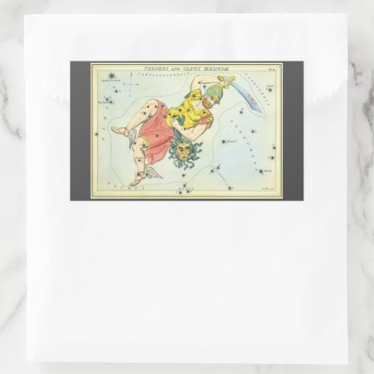 ウラニア鏡ヴィンテージ天文学の天球図 長方形シール (バッグ)