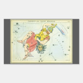 ウラニア鏡ヴィンテージ天文学の天球図 長方形シール (正面)