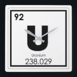 ウラン元素の記号化学方式 スクエア壁時計<br><div class="desc">ウラン元素の記号化学方式のオタク科学原子</div>
