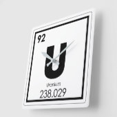 ウラン元素の記号化学方式 スクエア壁時計 (傾斜)