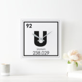 ウラン元素の記号化学方式 スクエア壁時計 (ホーム)