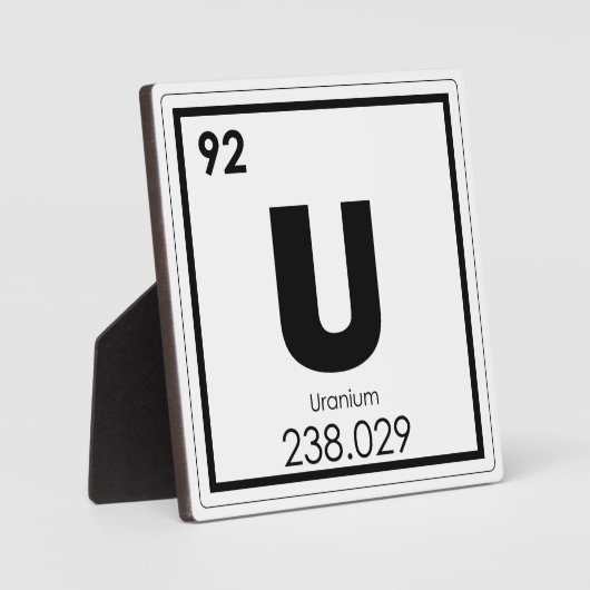 ウラン化学元素記号化学式 フォトプラーク (正面)