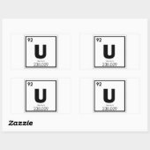 ウラン化学元素記号化学式 長方形シール (シート)