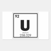 ウラン化学元素記号化学式 長方形シール (正面)