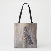 ウルで短い耳を持つフクロウ トートバッグ (正面)