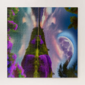 ウルの花ムーンと湖の反射 ジグソーパズル (横)