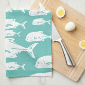 ウルアパピオハワイアンフィッシュスクール – 魚釣り キッチンタオル (四つ折り)