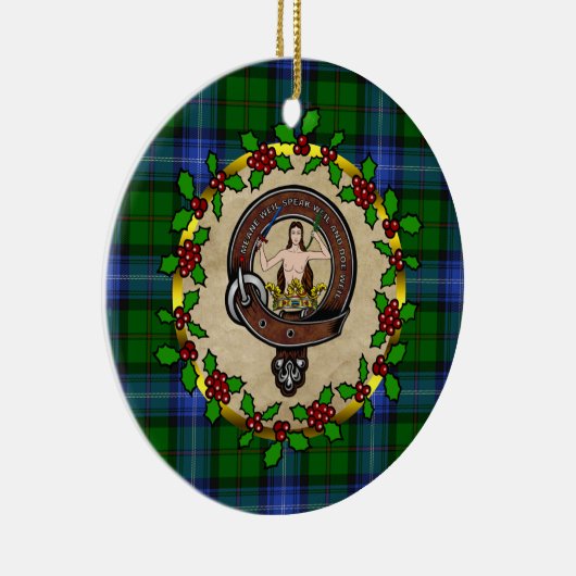 ウルクハートクランバッジ&タータンチェックパーソナライズされたクリスマス セラミックオーナメント (右)