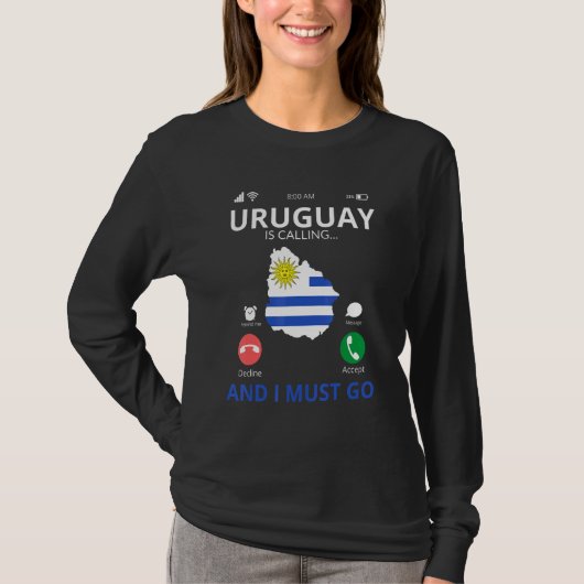 ウルグアイが呼び出している – ウルグアイ国旗 Tシャツ (正面)