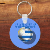 ウルグアイのロゴフットボールサッカー愛のウルグアイ国旗 キーホルダー (正面)