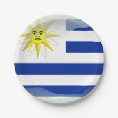 ウルグアイの光沢のある旗 ペーパープレート (正面)