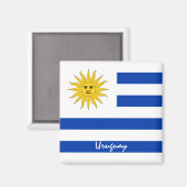 ウルグアイの国旗とウルグアイの祝日/スポーツファン マグネット (正面/裏面)