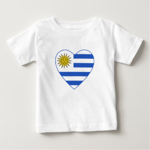 ウルグアイの旗のハートのTシャツ ベビーTシャツ
