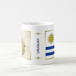 ウルグアイの旗 + 地図のマグ コーヒーマグカップ
