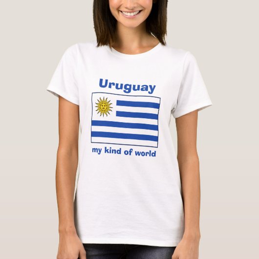 ウルグアイの旗+地図+テキストTシャツ Tシャツ (正面)