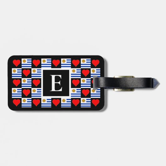 ウルグアイパーソナライズされたパターンカスタム文字旅行 ラゲッジタグ (裏面横)