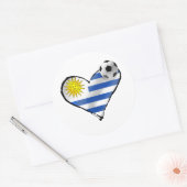 ウルグアイ国旗のサッカーのフットボールテアモの贈り物 ラウンドシール (封筒)