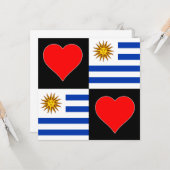 ウルグアイ国旗のハートかわいい愛国的なウルグアイ カード (正面/裏面インサイチュ)