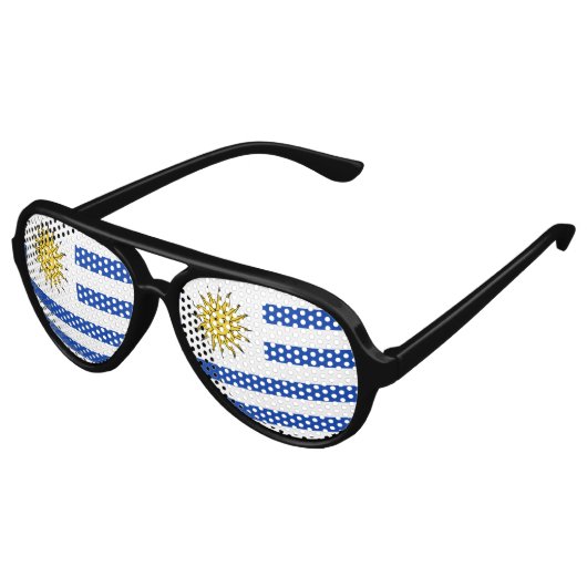 ウルグアイ国旗のバンダオリエンタル アビエーターサングラス (アングル)