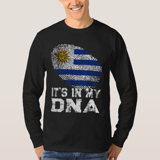 ウルグアイ国旗の指紋が私のDnaに Tシャツ (正面)