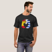 ウルグアイ国旗スペイン国旗の友好親善ハン Tシャツ (正面フル)