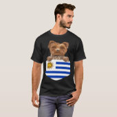 ウルグアイ国旗Yorkshire Terrier Dog In Pocket Tシャツ (正面フル)