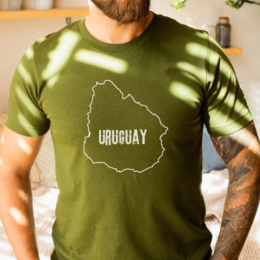 ウルグアイ国縁ど地図ラインウルグアイ境界 Tシャツ
