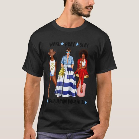 ウルグアイ系アフリカ人女性の娘 ウルグアイの国旗 Tシャツ (正面)