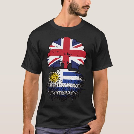 ウルグアイ・ウルグアイ英国ツリールーツ国旗 Tシャツ (正面)