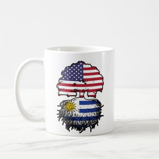 ウルグアイ・ウルグアイ・アメリカ合衆国ツリールーツ国旗 コーヒーマグカップ (左)