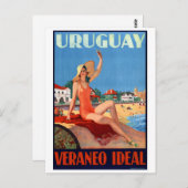ウルグアイ・ヴェラネオ理想的なヴィンテージ旅行ポスター ポストカード (正面/裏面)