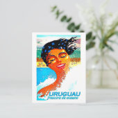 ウルグアイ、水中の女性の水泳イラスト ポストカード (スタンド正面)