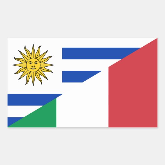 ウルグイタリアンアイ国旗 長方形シール (正面)