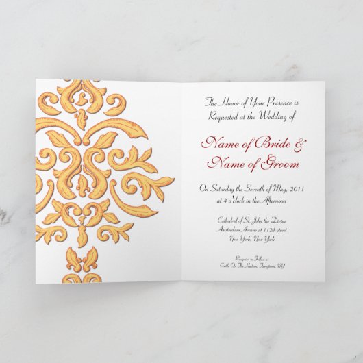 ウルトラエレガントギルドダマスクウェディング招待状 招待状 (内部)