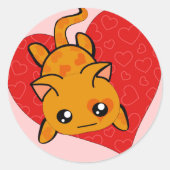 ウルトラキュートかわいいバレンタイン子猫 ラウンドシール (正面)