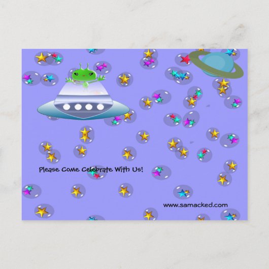 ウルトラキュートエイリアン誕生日招待状 インビテーションポストカード (裏面)