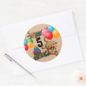 ウルトラキュートレオパードサファリ誕生日ステッカー ラウンドシール (封筒)