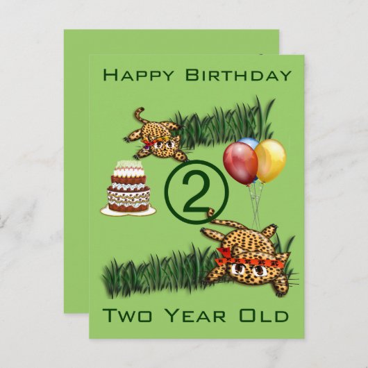 ウルトラキュートレオパードサファリ誕生日招待状ウィット インビテーションポストカード (正面/裏面)