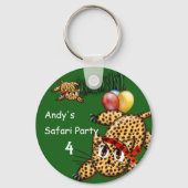 ウルトラキュートレオパードサファリ誕生日招待状ウィット キーホルダー (正面)
